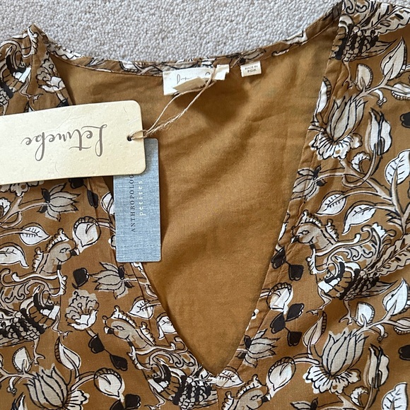 Anthropologie Floral Long-Sleeve V-Neck Dress in Mustard! - Picture 8 of 10